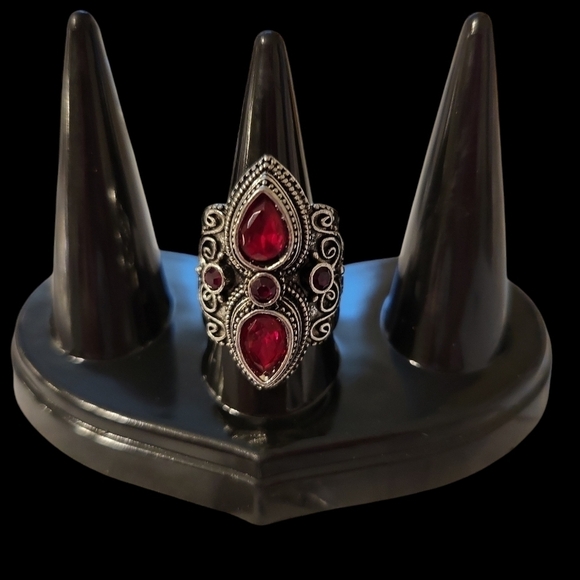 NEW Vintage Boho look red cubic zirconia size 8 - Picture 12 of 13